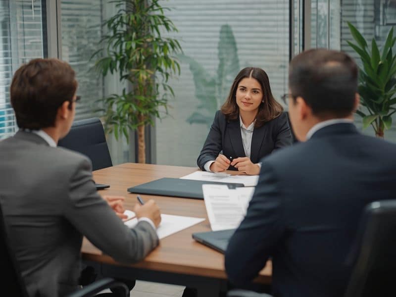 Job interview in progress illustrating the recruitment process measured by HR statistics