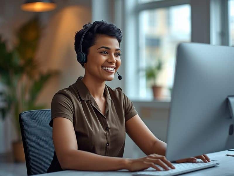 Customer support agent assisting with a 1 and 1 domain account query