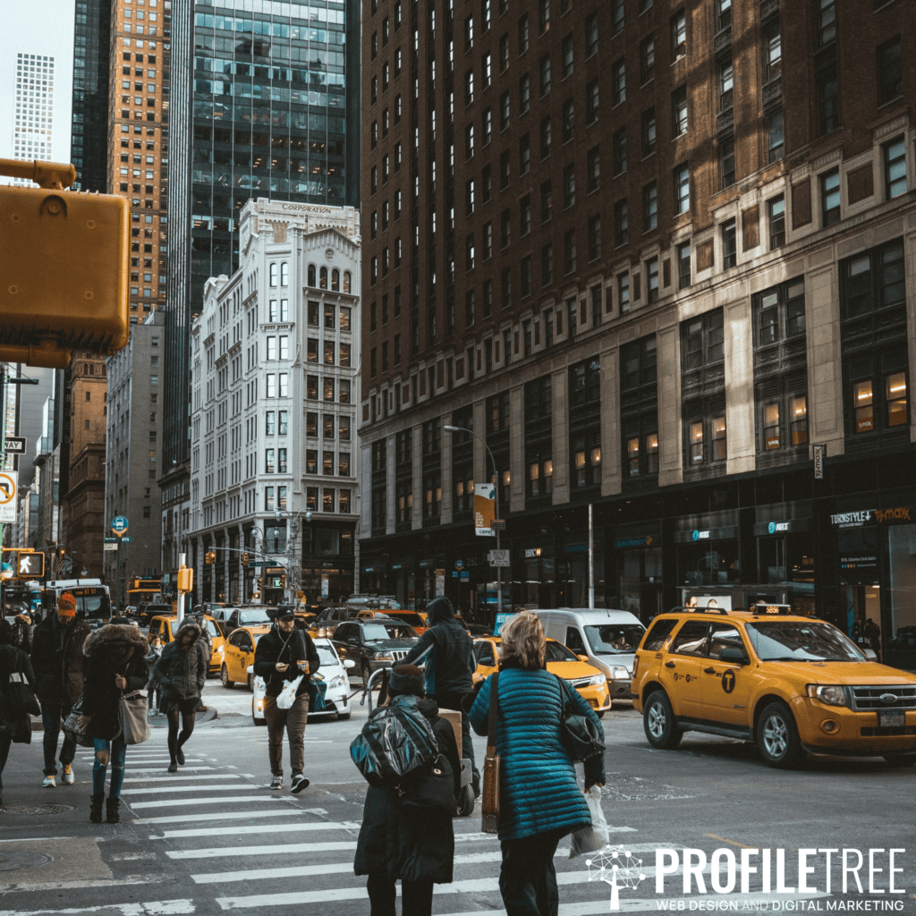 People walking around new york city