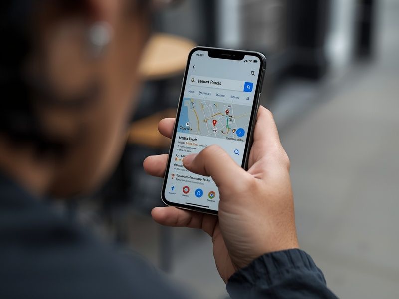 A person searching on a smartphone with the Google map pack visible on screen, illustrating the practical value of understanding Google search results in 2026