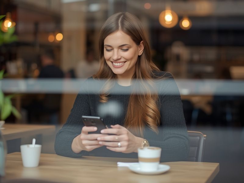 A customer writing a Google review on their smartphone inside a local business, showing the review process that is central to understanding Google local rankings