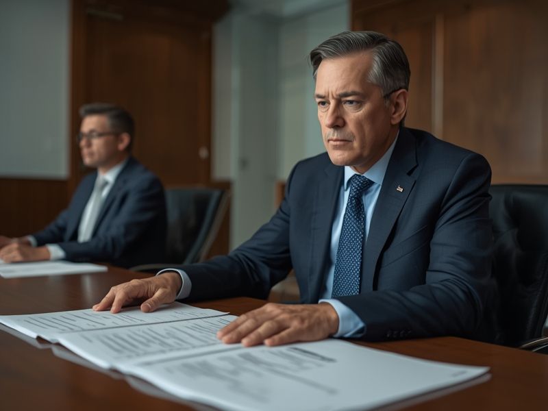 Senior leadership team reviewing reputational and political factors as part of a structured business risk management plan