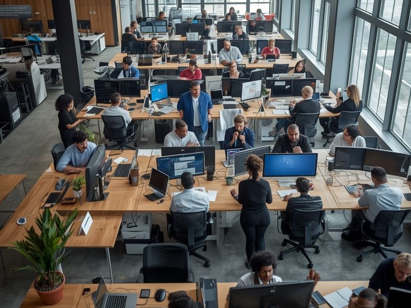 Modern open-plan office environment reflecting the evolution of business strategy in the digital age