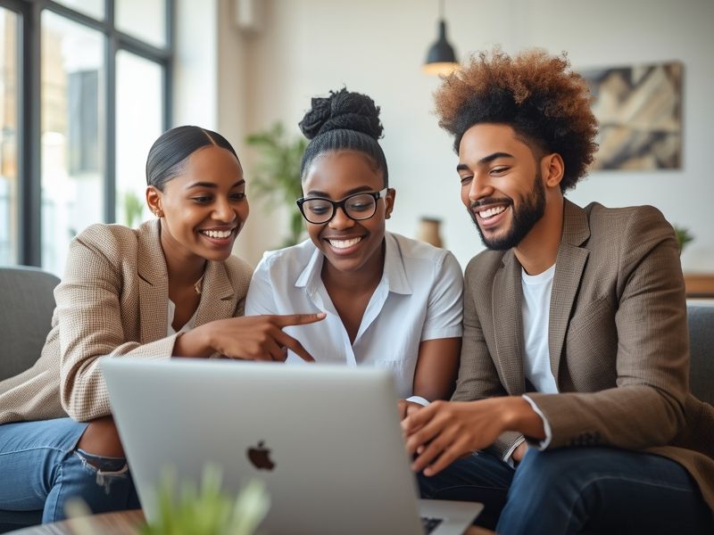 Small business team reviewing their website as part of their digital business strategy planning