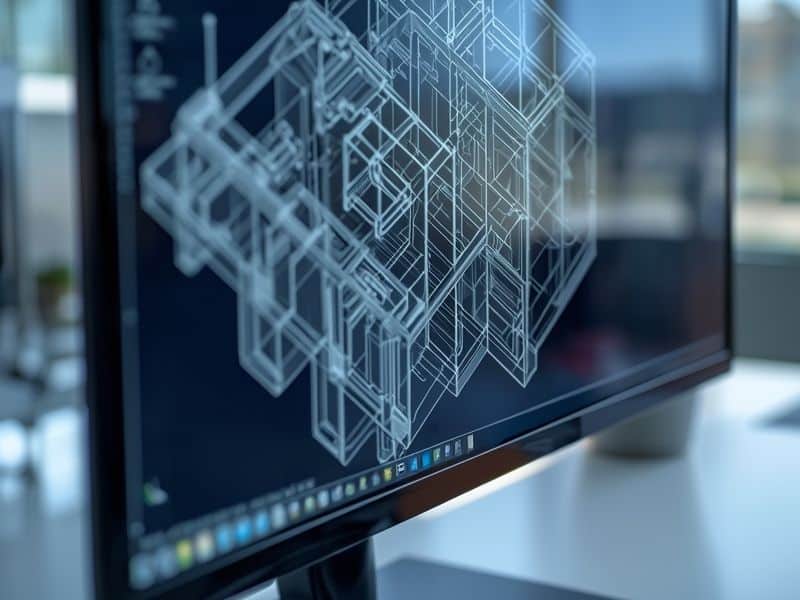 A detailed 3D model displayed on a professional monitor, illustrating the advantages of CAD for modern design workflows