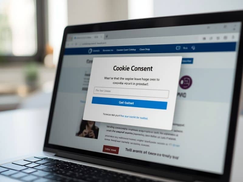 Cookie consent banner on a website managed through Google Tag Manager Consent Mode v2 for UK GDPR compliance