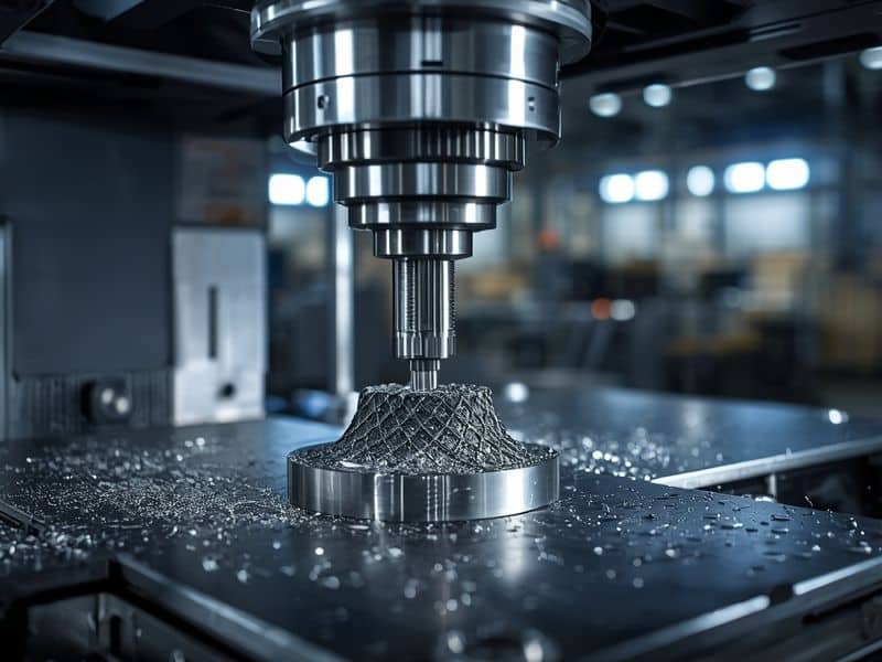 A CNC machine cutting a precision metal component, demonstrating the advantages of CAD in automated manufacturing