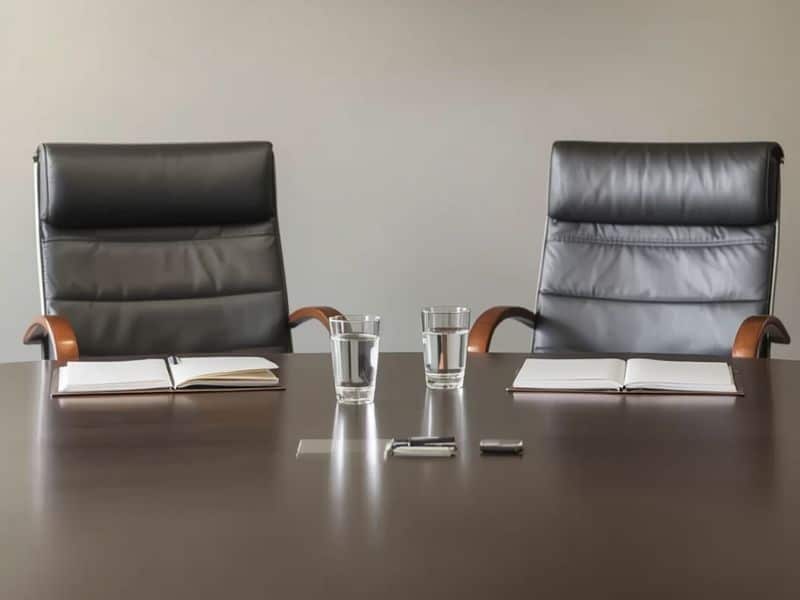 Meeting room where company insurance options are reviewed with a broker