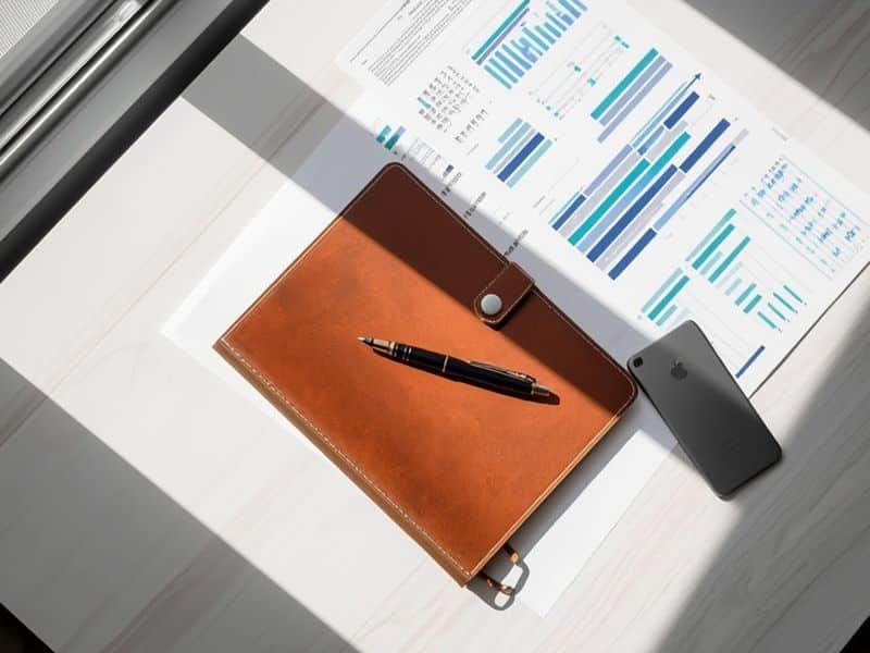 Printed analytics charts and a smartphone on a desk, illustrating the data-driven foundations of the Google RankBrain Update and machine learning in search