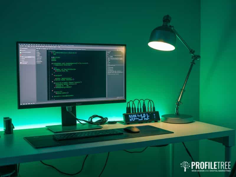 A developer workstation with IntelliJ IDEA open for Java programming on an ultrawide monitor