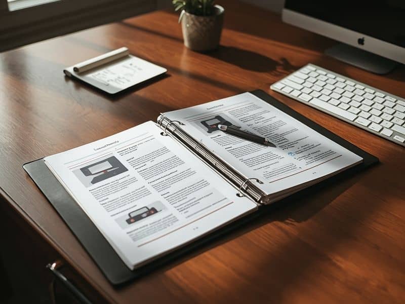 Printed content outlines in a ring binder on a desk, illustrating the structured content architecture approach needed to optimise for the Google RankBrain Update
