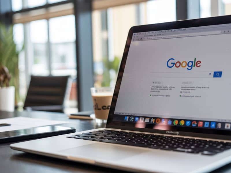 Google search results on a laptop screen representing the impact of the Google Medic Update on website rankings