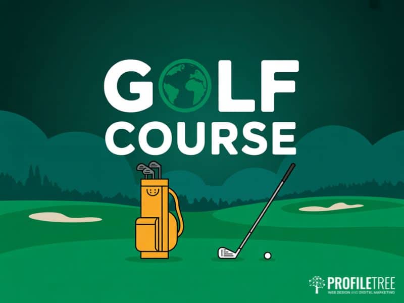 Golf business worldwide course distribution shown on a flat vector globe with flag pin markers