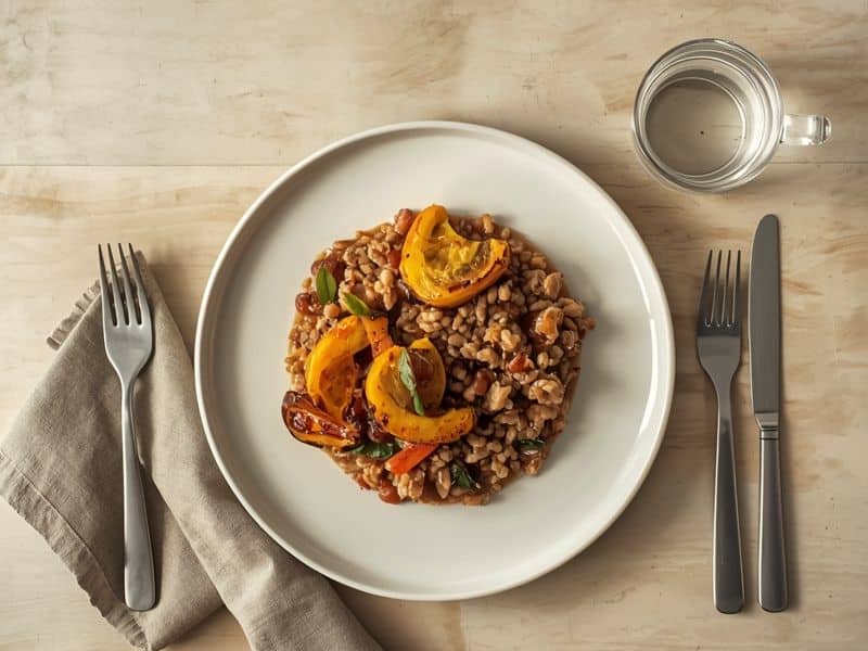 Plated finished meal on a white ceramic plate representing the meal kit market end product experience