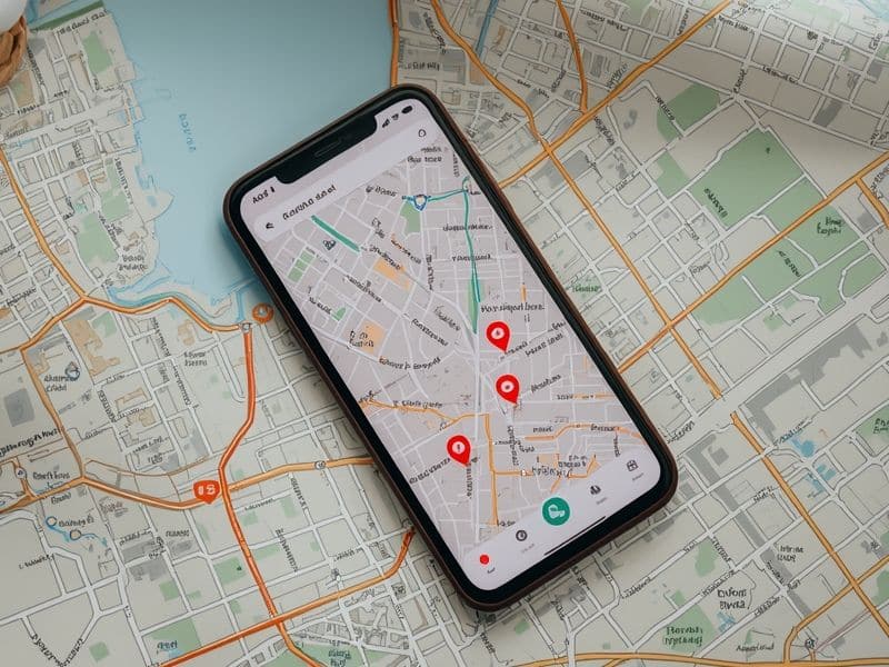 A smartphone displaying a maps application representing local mobile search driven by the Google Mobile Update