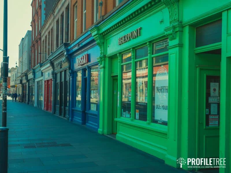 What is Google Maps local search illustrated by a Belfast commercial street with visible business signage