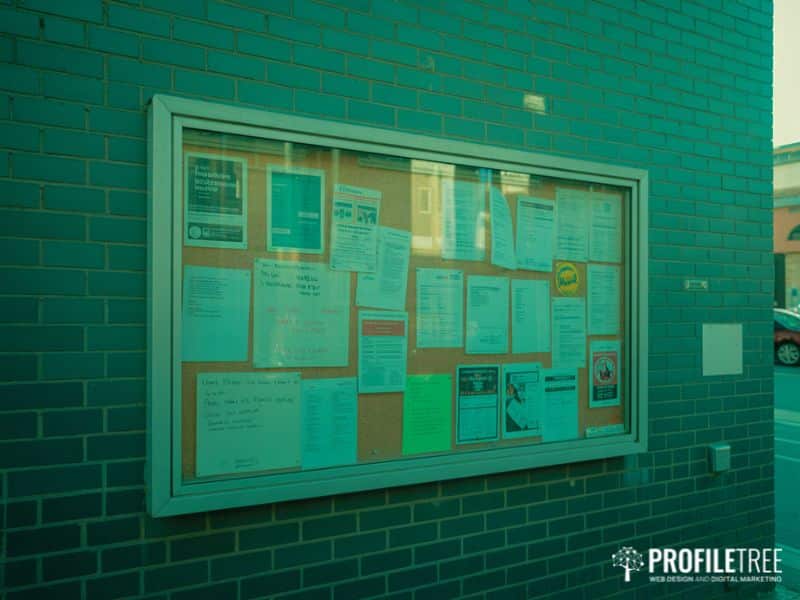A community noticeboard representing the collective tools and strategies available to combat social media hate speech