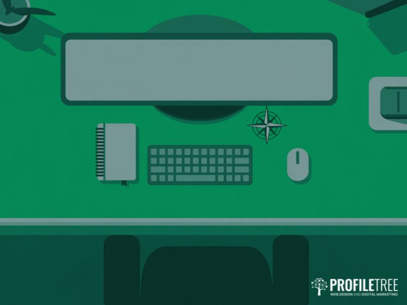 Dreamweaver vs WordPress final platform choice represented as flat vector top-down desk workspace with a direction compass