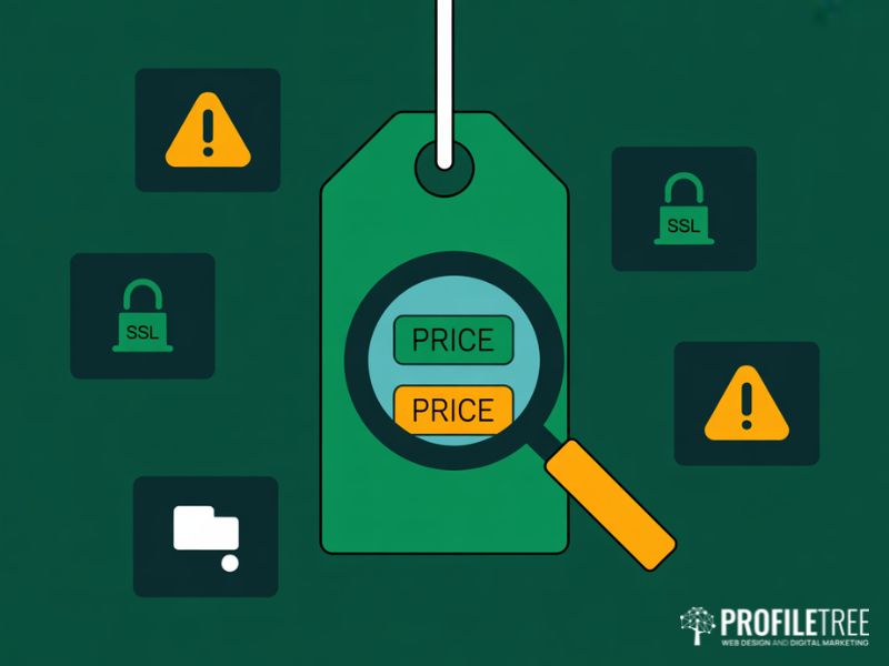 Flat vector illustration of hidden renewal costs to watch for when choosing budget e-commerce hosting providers