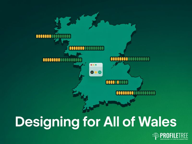 Flat vector map of Wales showing connectivity signal variation relevant to Welsh Web Design performance