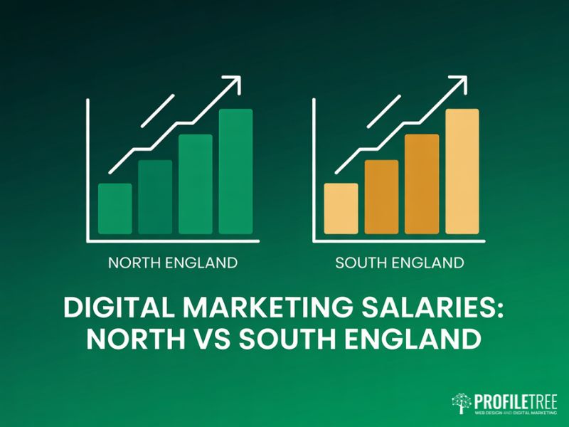 Digital marketing salary comparison bar chart for North vs South England roles
