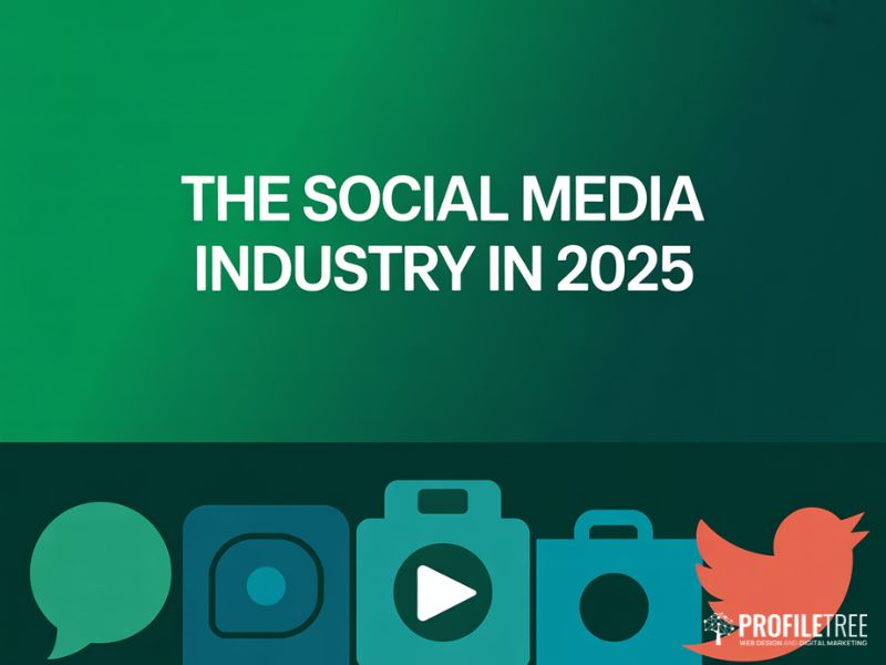 Social media industry overview graphic showing major platform icons for 2025