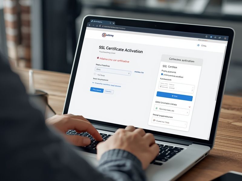 Business owner activating free SSL certificates through a hosting provider control panel