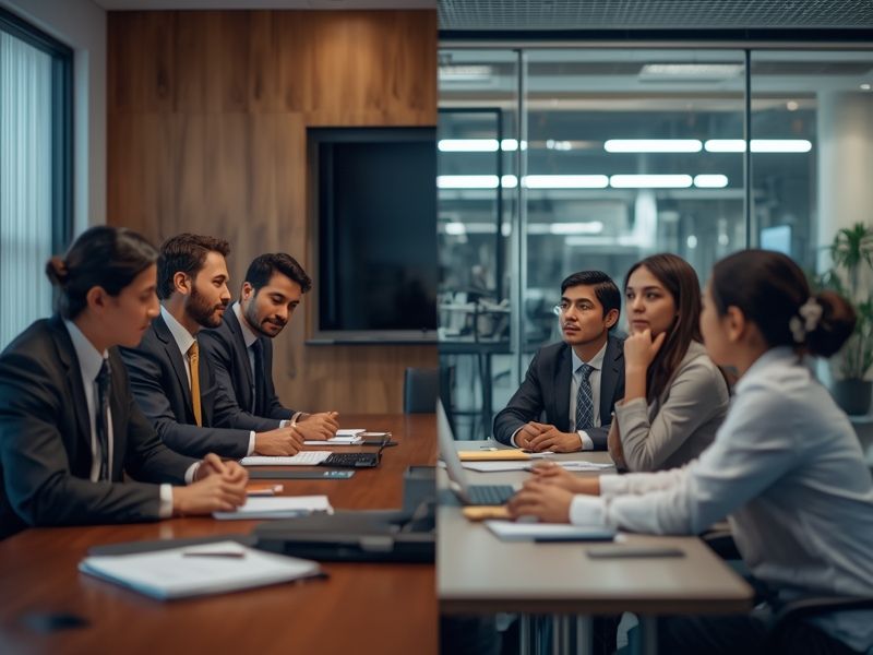 A business team discussing segmentation strategy based on B2B and B2C customer personas