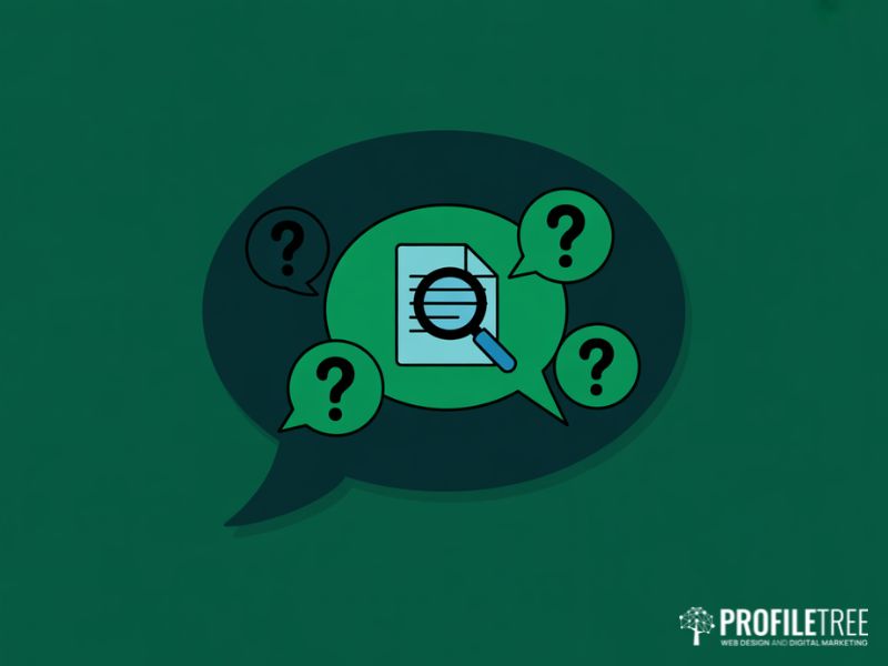 Flat vector illustration representing frequently asked questions about digital compliance and regulations in Northern Ireland