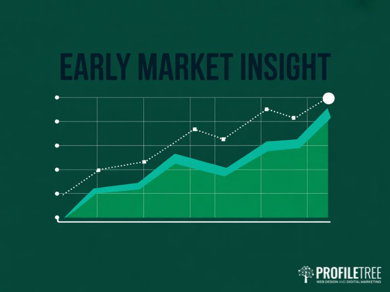 Online Surveys for SMEs: flat vector line graph showing how consistent survey use builds market insight ahead of competitors