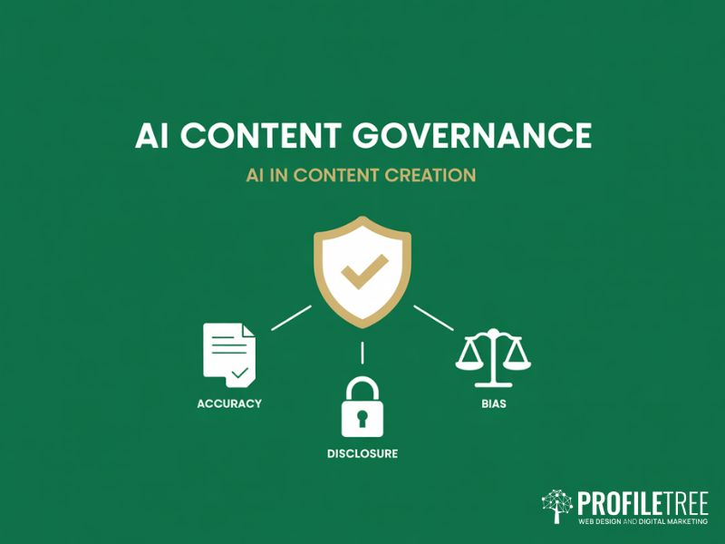 AI in Content Creation governance framework covering accuracy disclosure and bias
