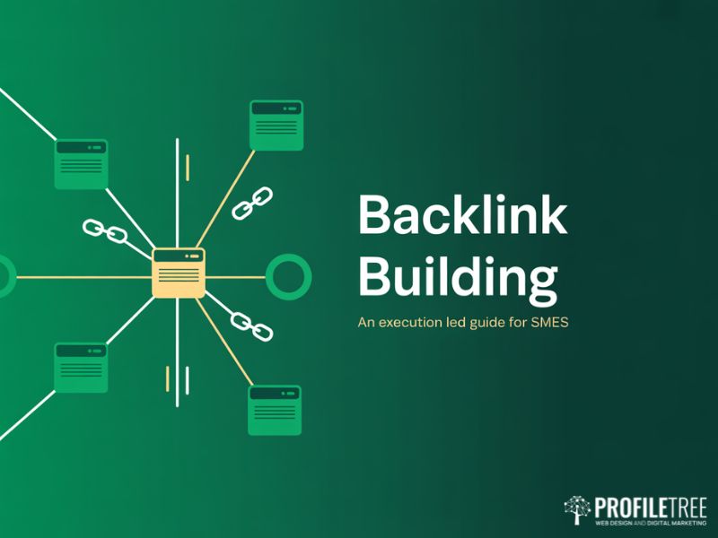 Hero illustration showing connected website nodes representing Backlink Building strategy for SMEs