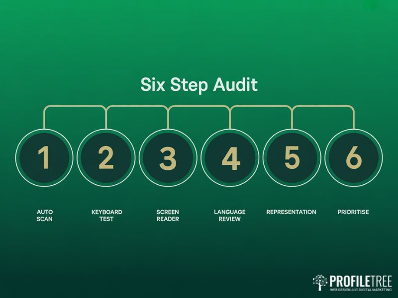 Six step Digital Inclusivity audit process from automated scan to prioritisation