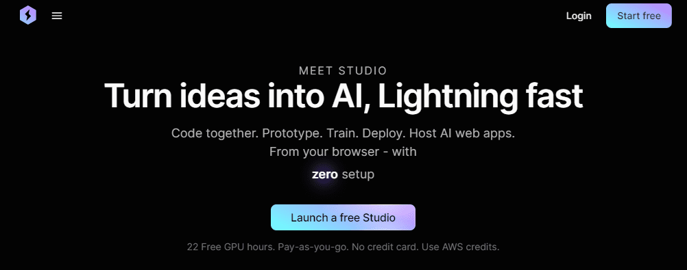 AI-generated Web Design | Lightning AI Interface