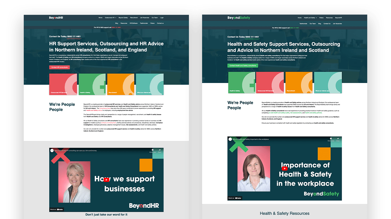 Screenshot of BeyondHR website and BeyondSafety Microsite