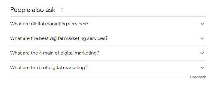 Negative keywords -Google Search Queries - People also ask screenshot