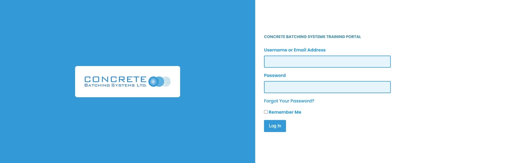 Screenshot of Concrete Batching Systems LMS - Homepage