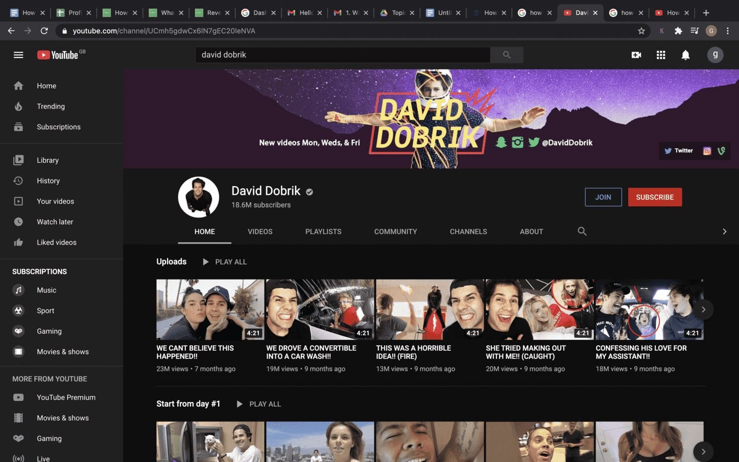 David Dobrik's YouTube channel