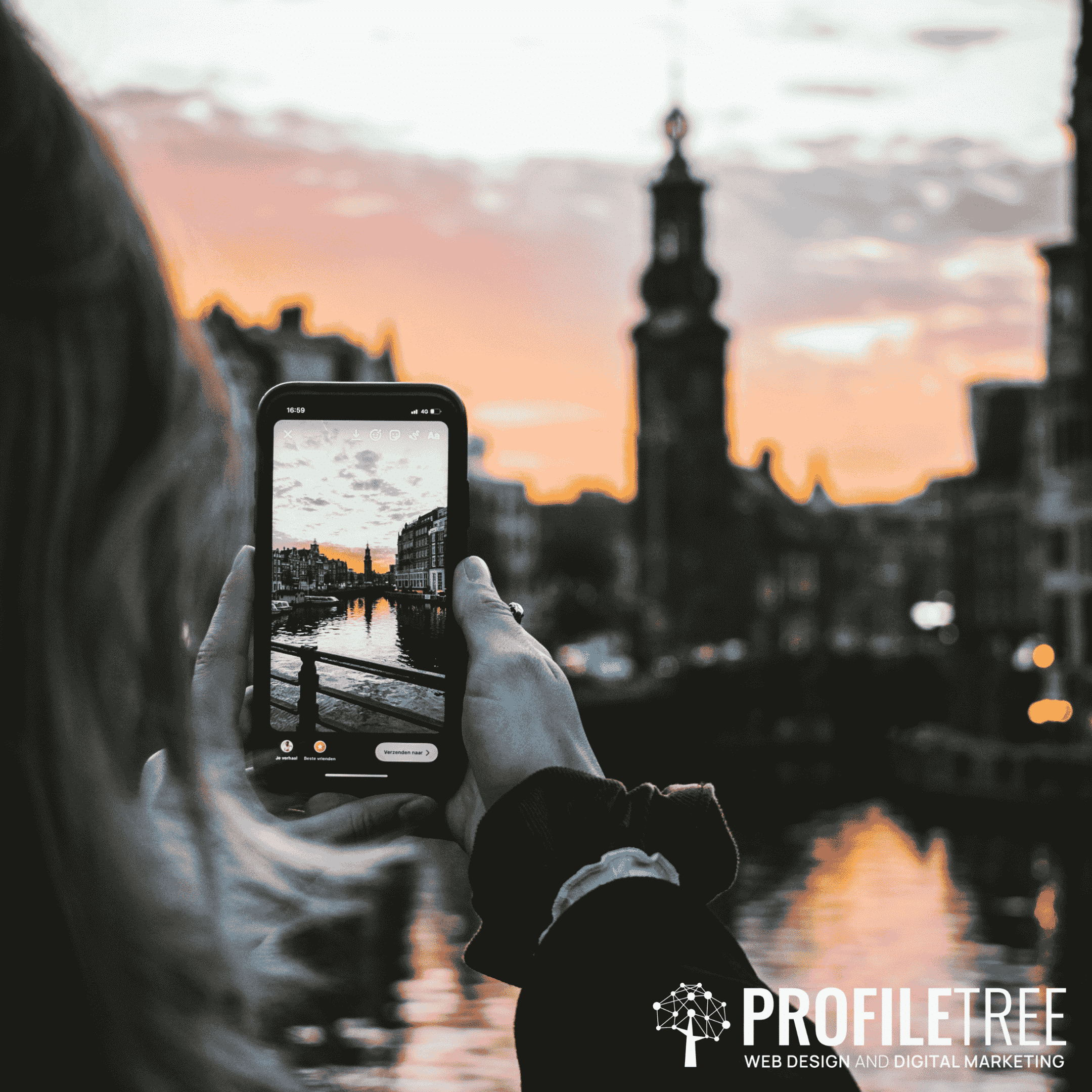 Image of someone taking a picture for Instagram Stories