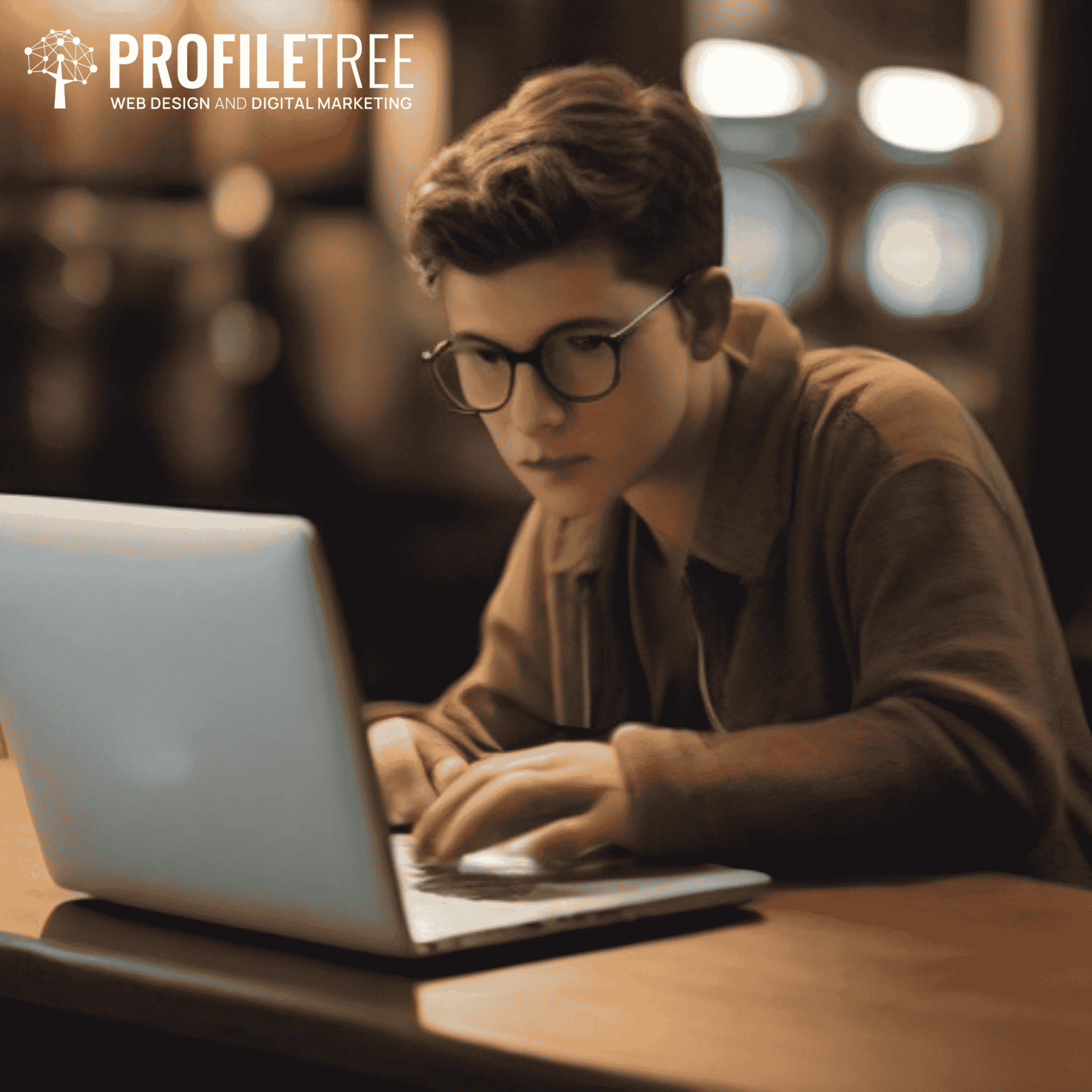Someone sitting on laptop looking at screen