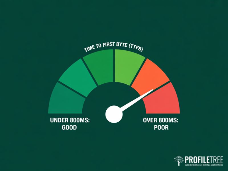 Performance gauge illustrating the relationship between server response time and search engine rankings