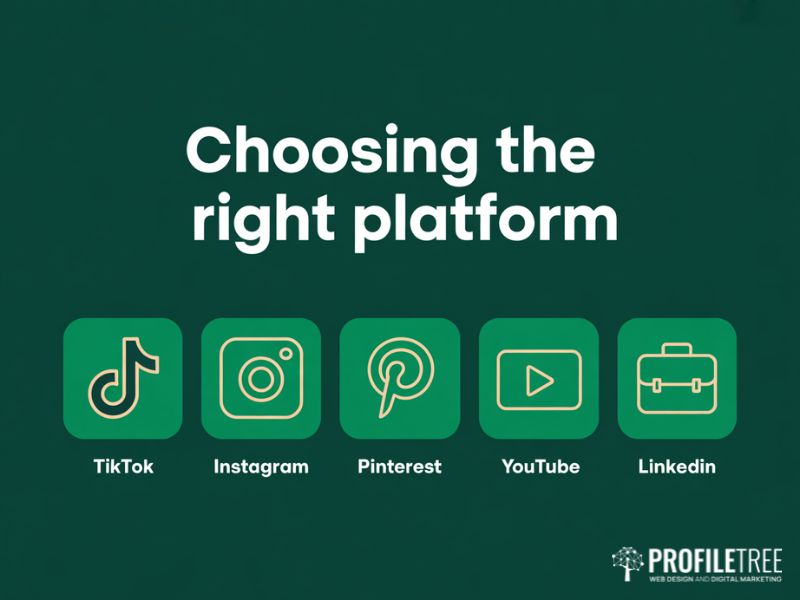 A flat vector graphic of five social media platform icons to help food brands choose where to promote food products