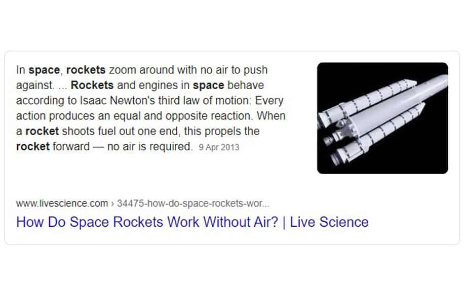 Example of a google knowledge card