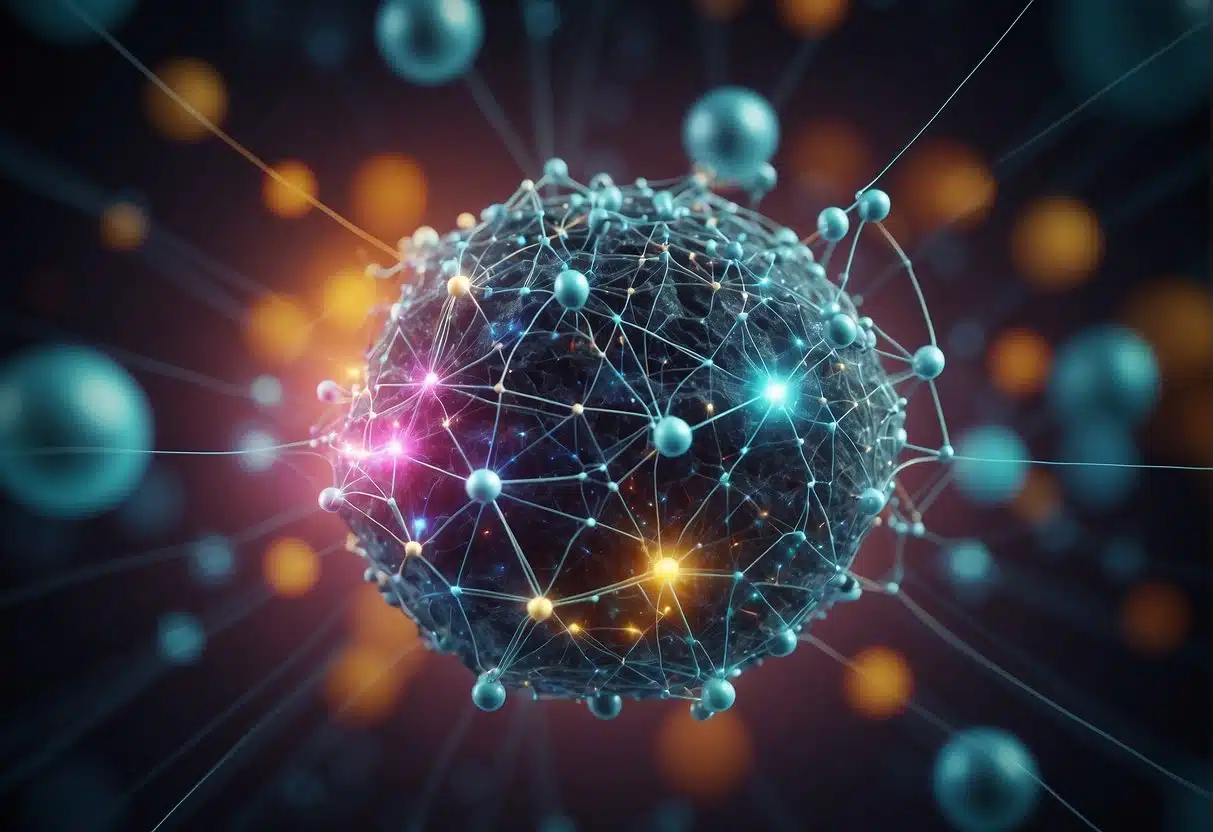 A network of interconnected nodes with data flowing between them, representing the spread of viral content. Colorful and dynamic visualizations illustrate the science of virality