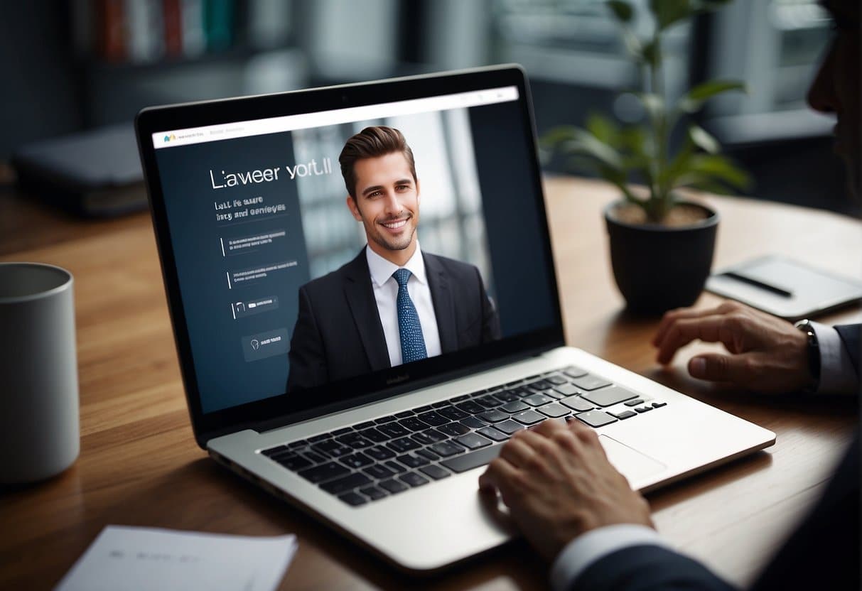 A lawyer engaging with clients online, showcasing legal expertise and building trust through informative content and personalized interactions
