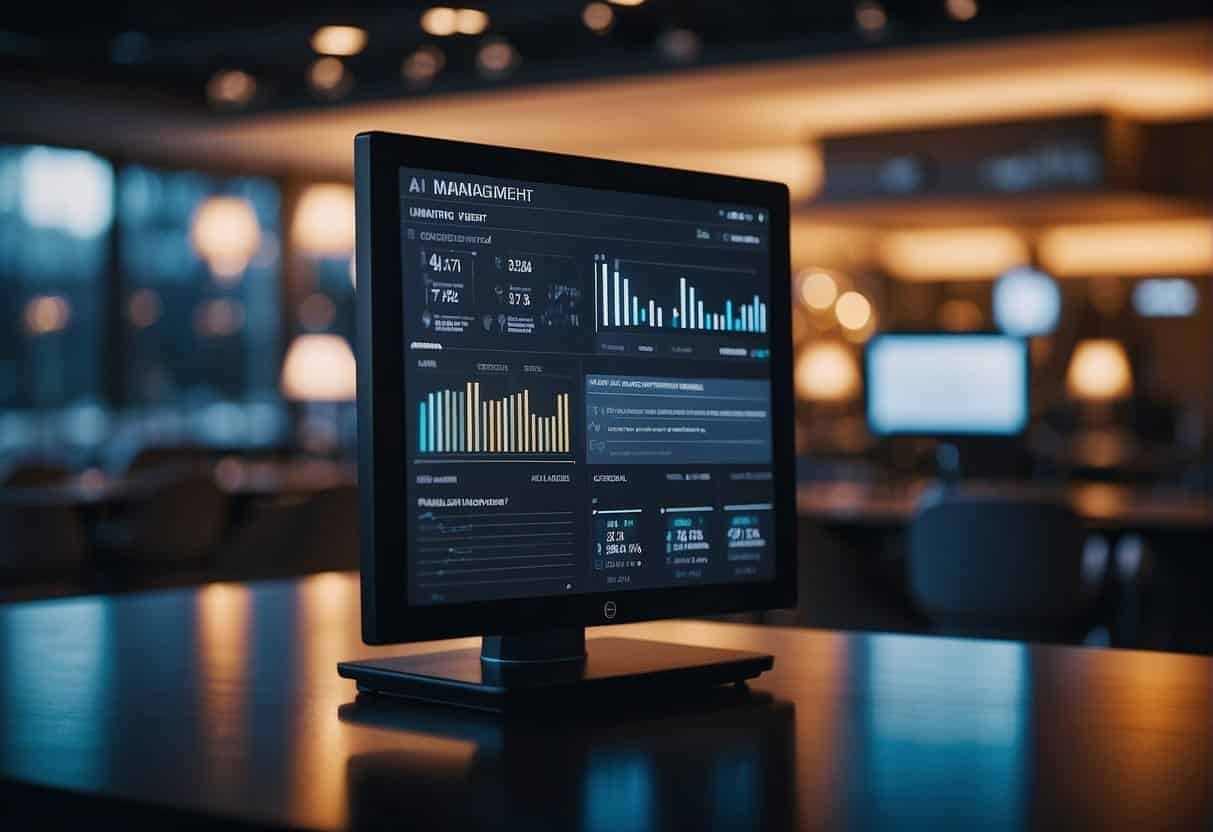 An AI interface displays event management FAQs, with a sleek design and intuitive navigation