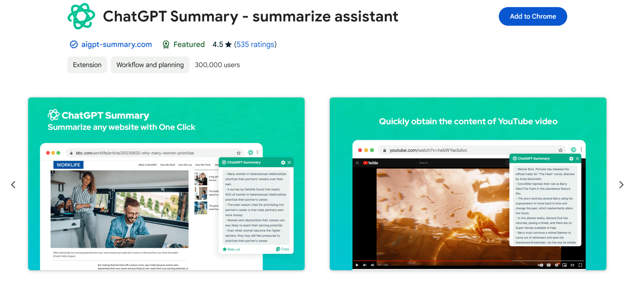 Summarize any webpage or Youtube video using ChatGPT and save time. Summary Chat GPT.