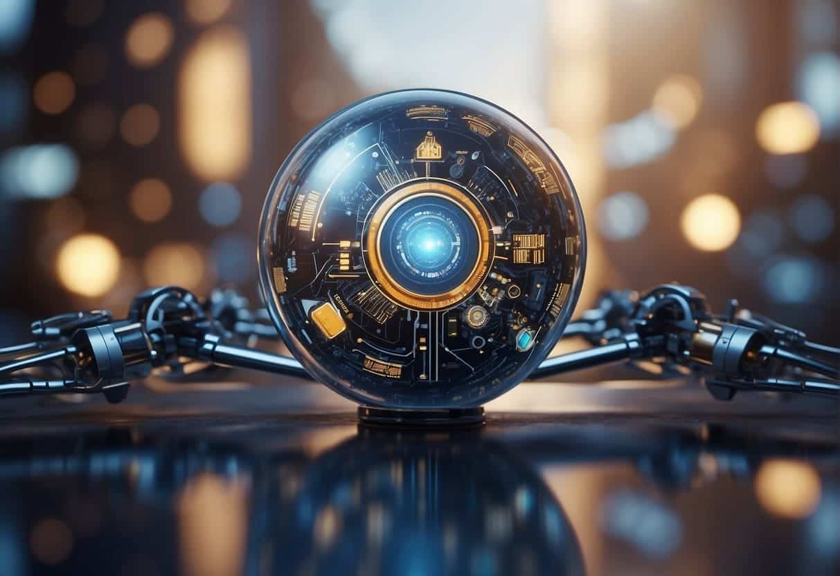 A group of AI technologies and partnership symbols, led by a prominent figure, driving forward AI initiatives