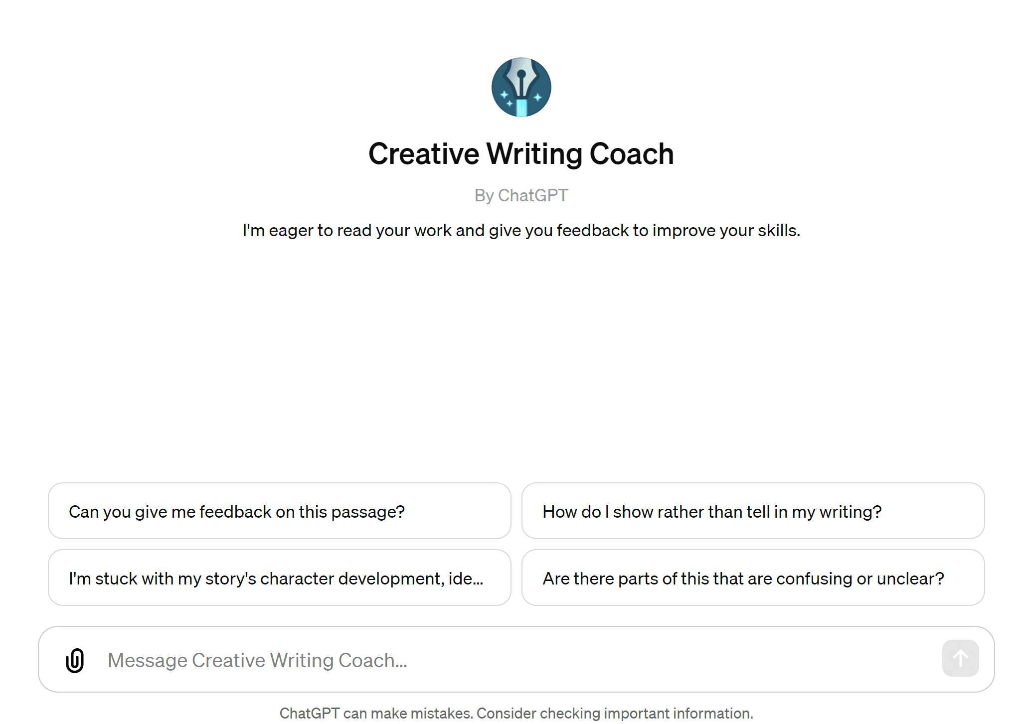 Writing Coach chat GPT