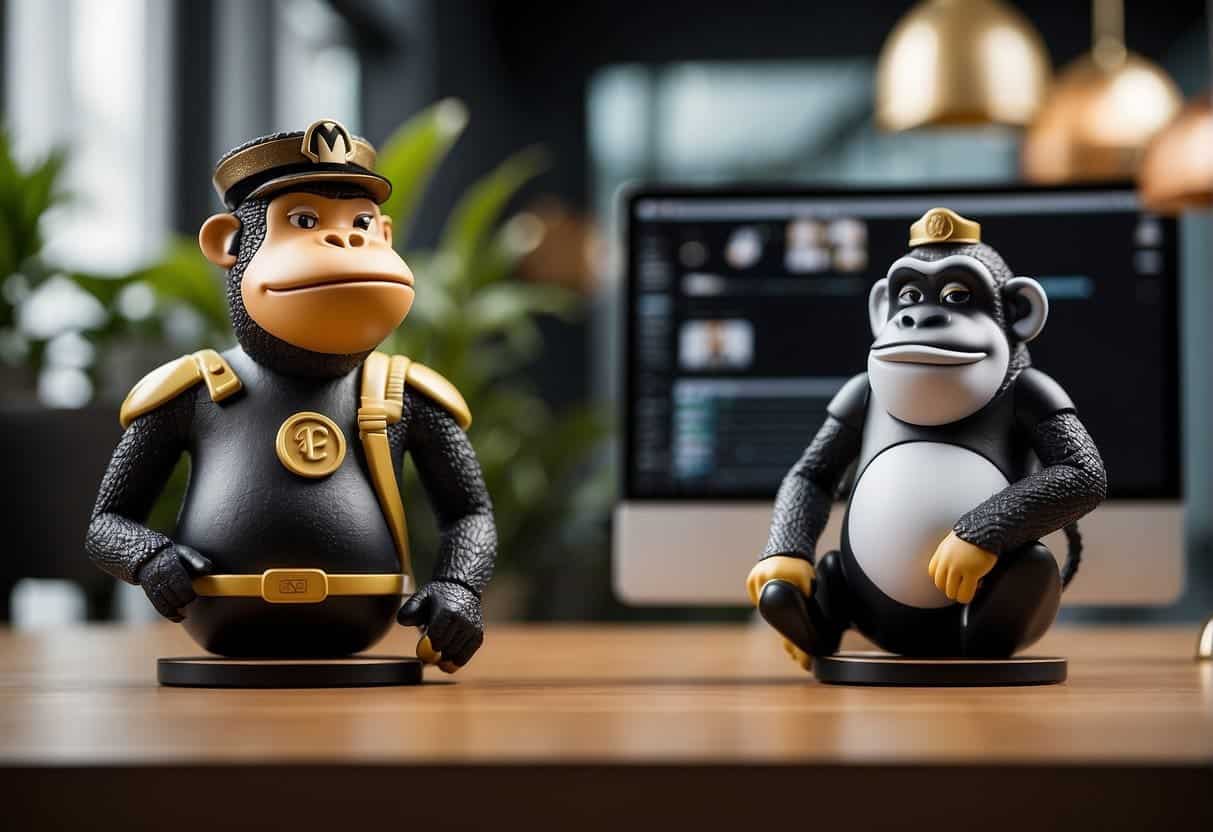 Two platforms, Klaviyo and Mailchimp, face off in an e-commerce setting. Integration capabilities are highlighted in a dynamic, competitive scene